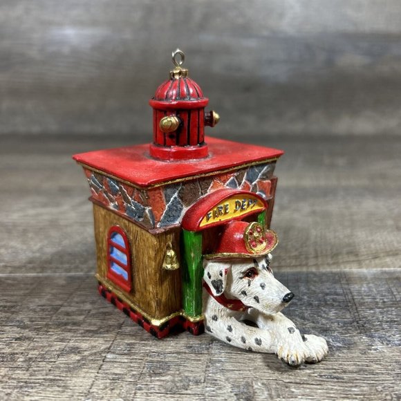 Dalmatian Dog in Fire Dept Doghouse Fire Station Christmas Ornament Fire Hydrant - Picture 8 of 10